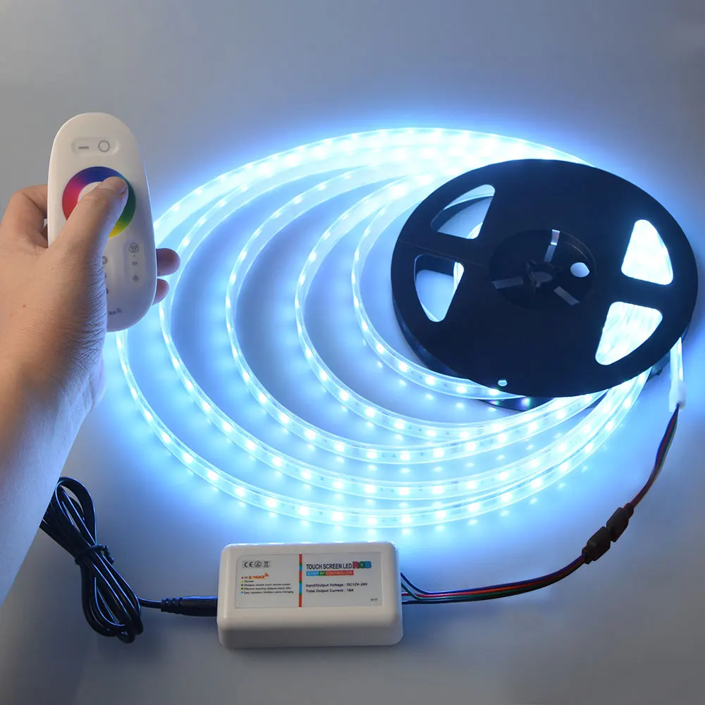 IP67 водонепроницаемая 5 м RGB 5050 SMD силиконовая трубка лента/2 4G DC12V 24V светодиодный