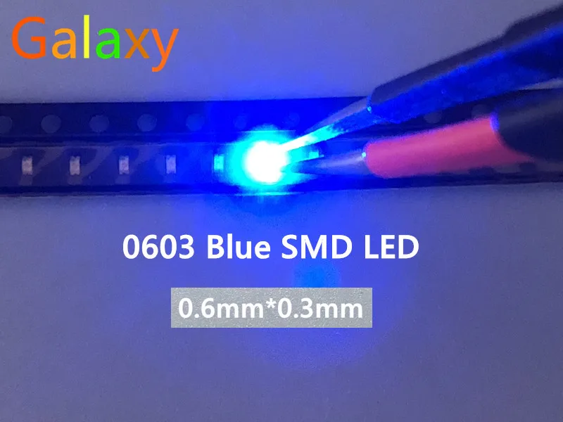 100 шт./лот маленькая синяя лампа 0603 SMD LED синий светодиод 460-470nmFree доставка | Лампы и