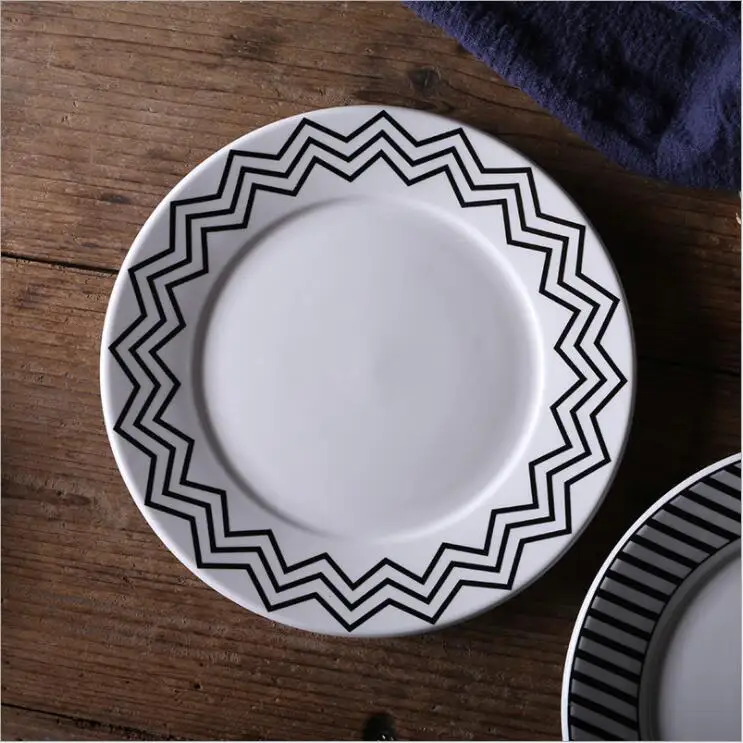 8 дюймов Творческий евро геометрический дизайн Керамика тарелки фарфоровые блюда из говядины десертная тарелка для фруктов, пирожных лоток Еда посуда 1 шт - Цвет: 6
