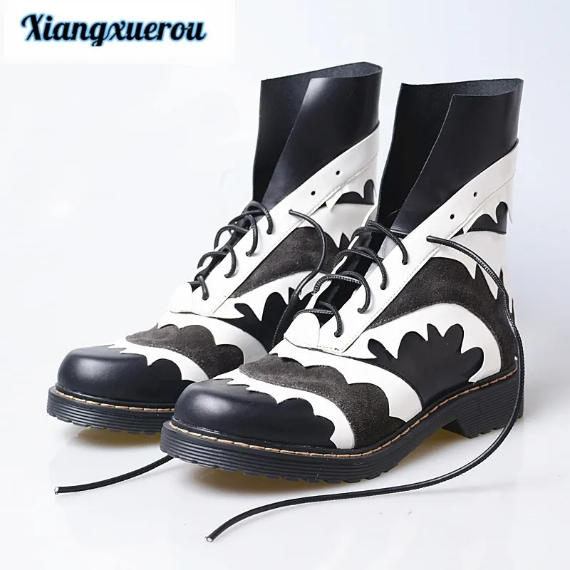 

Xiangxuerou Winter 2018 winter leather scrunchies with thick sole for leisure and oversize Martin boots for women