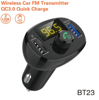 

by DHL or Fedex 100pcs BT23 Bluetooth MP3 Player FM Transmitter QC3.0 Car Charger Dual USB Battery Voltage Phone Handfree