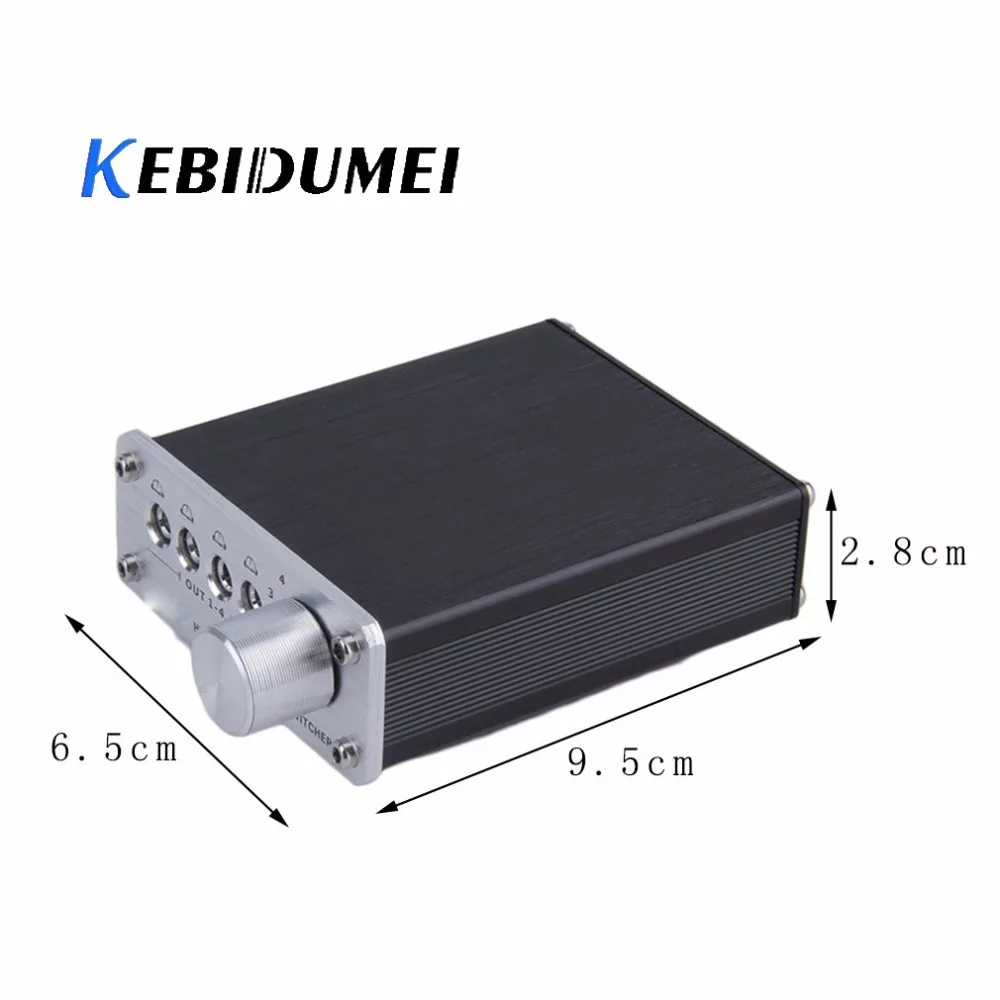 

kebidumei 4 Input 4 Output Earphone Headphone 3.5mm MP3 Audio Signal Switch Switcher Digital Multi-Channel US Plug for Home