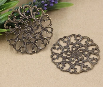 

100/lot 55mm antique bronze filigree wrap findings