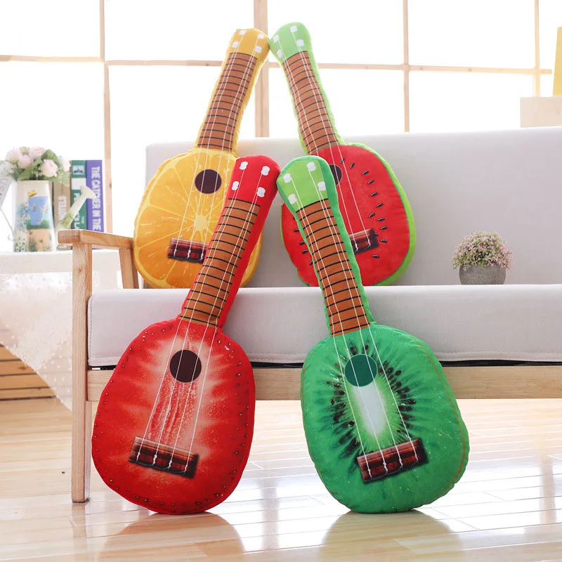 60 см мультфильм моделирование гитары-фрукты плюшевые игрушки мягкие клубника оранжевый киви подушка в виде арбуза для детей подарок на