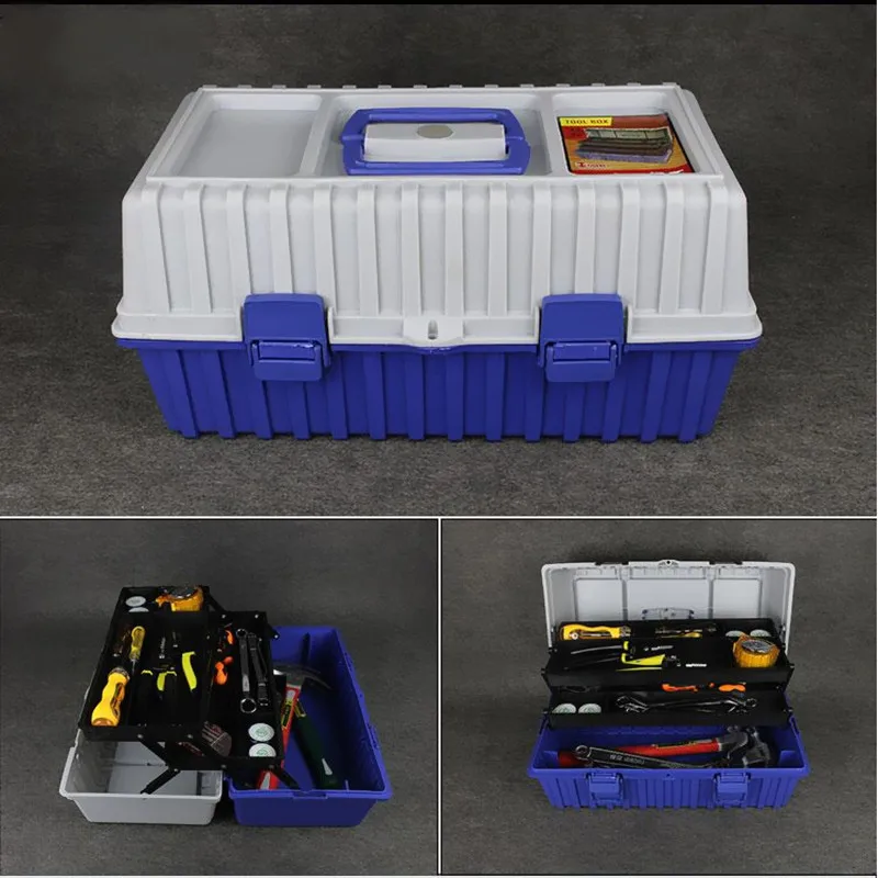Портативное трехуровневое оборудование высокой емкости caixa de ferramentas инструменты для обслуживания автомобиля ящик для хранения складной ящик для инструментов