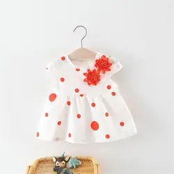Летние платья для маленьких детей хлопковое платье с короткими рукавами и принтом для девочек платье принцессы для маленьких детей