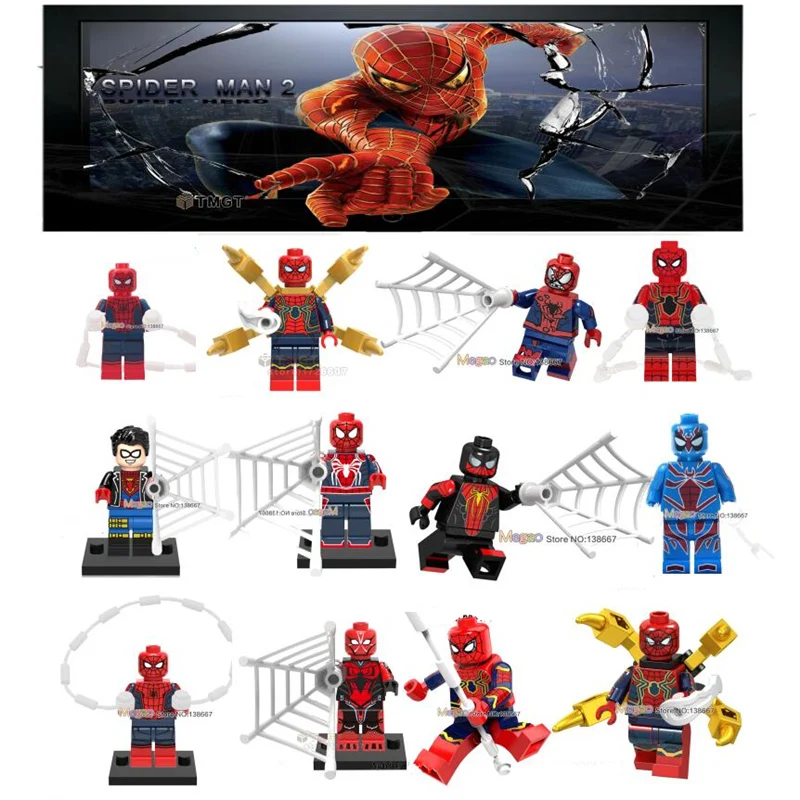 

Marvel Super Heroes Spiderman Thor Iron Man Loki Deadpool Venom Spider Gwen man Avengers Building Blocks Toys
