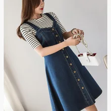 Женские повседневные джинсовые комбинезоны для девочек, полная юбка размера плюс