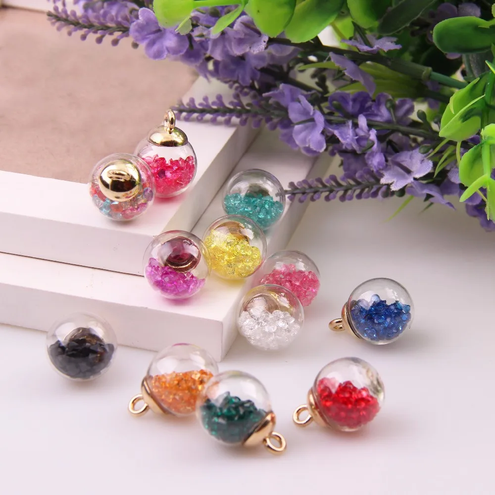 

New Korean Style Colorful Transparent Glass Ball Quicksand Double Sided Zircon For DIY Jewelry Earrings, Charms Accessaries