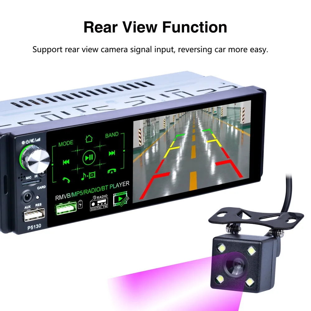 Supporto SD/AUX/TF 1 DIN Car Audio Radio FM Lettore Multimediale Digitale MP5 con Touch Screen Retrattile da 7 Pollici Riloer Autoradio Bluetooth Telecamera per la Retromarcia Chiamate in Vivavoce Supporto SD/AUX/TF 1 DIN Car Audio Radio FM Lettore Multimediale Digitale MP5 con Touch Screen Retrattile da 7 Pollici Riloer Autoradio Bluetooth Telecamera per la Retromarcia Chiamate in Vivavoce