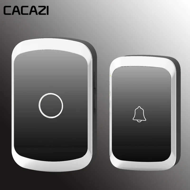 

CACAZI Wireless Doorbell Waterproof AC 110-220V Wifi Digital Battery Button 36 Melody 4 Volume Cordless Home Ring Door Bell