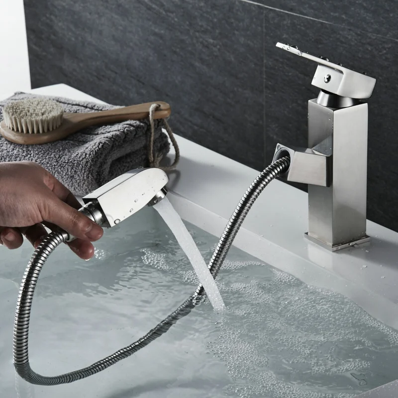 FLG حوض صنبور الطابق الخيالة الحمام الحنفيات نحى النيكل سحب الغرور بالوعة المياه الباردة والساخنة الحنفية 601A-N