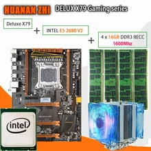 Игровая материнская плата huanan Zhi Deluxe X79 LGA 2011 ATX с процессором E5 2680 V2 SR1A6 4x16G 1600 МГц 64 ГБ DDR3 RECC кулер памяти