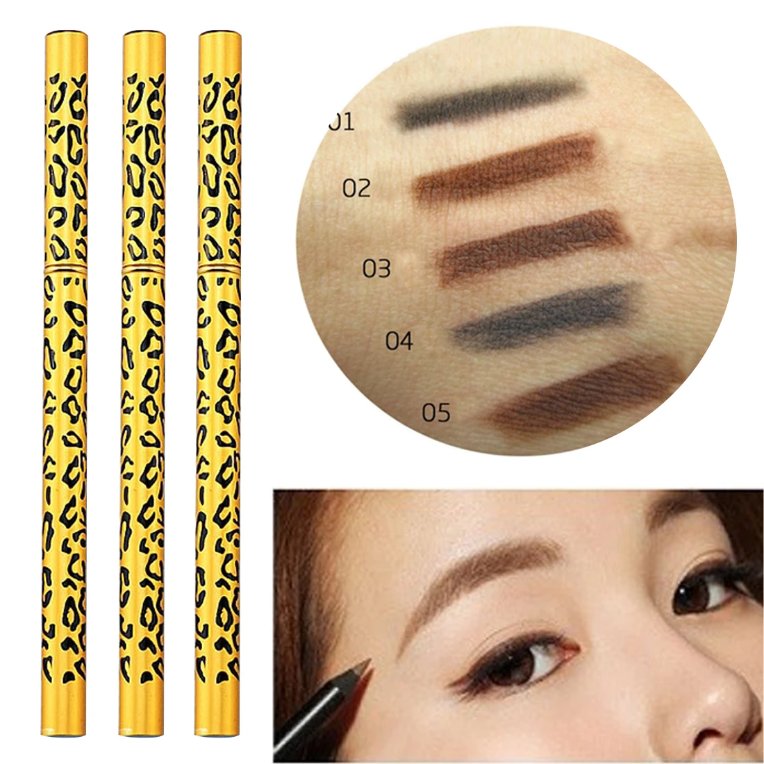 

Waterproof and sweatproof 5 color eyeliner pen eyebrow pencil lasting not blooming big eye fixed makeup beginner eyeliner pen