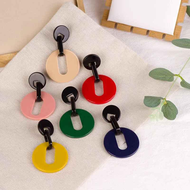 Новые модные геометрические круглые акриловые серьги яркие цветные креативные