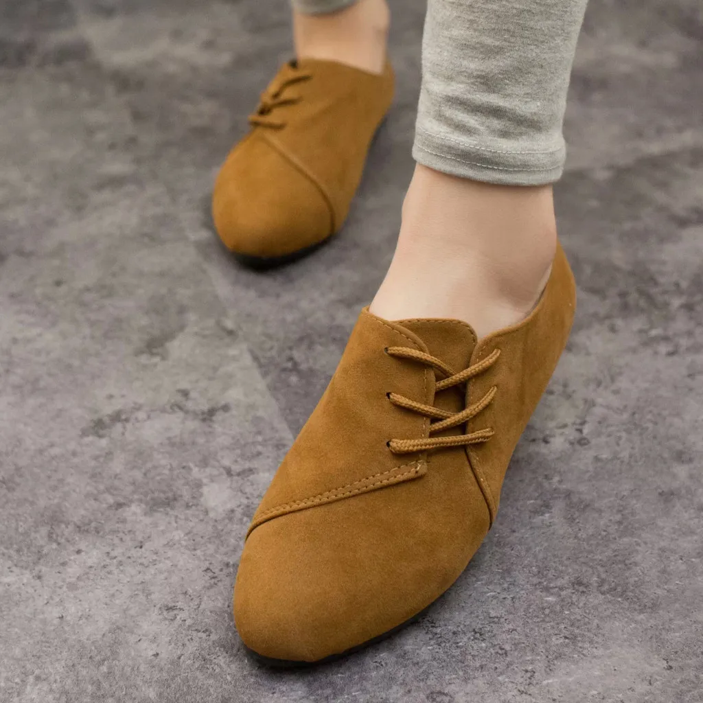

2019 New Stylish Retro Women's Shoes Lace-Up Casual Style Flat Bottom Single Shoe Ladies Leisure Scarpe da donna alla moda