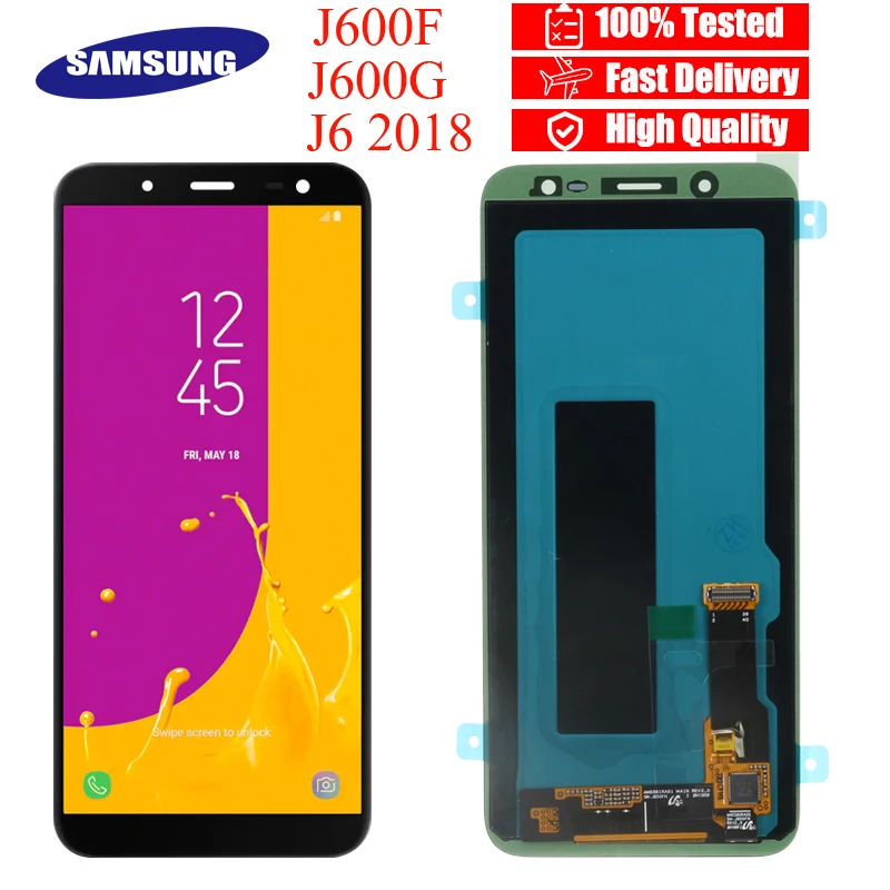 

100% Original 5.6'' Super AMOLED LCD For Samsung Galaxy J6 2018 J600F J600 Display With Touch Screen Assembly Replacement Parts