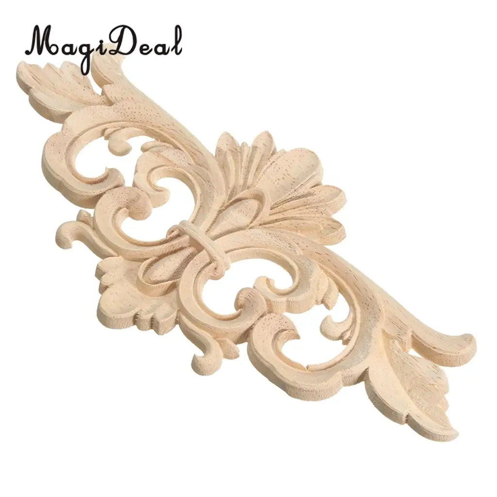 5pcs Vintage Wood Carved Decal Corner Onlay Applique Frame Furniture Wall Unpainted for Cupboard Cabinet Door Decor Art Crafts