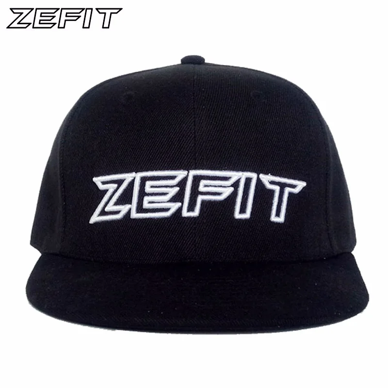 

Zefit Fitted Flat Brim Baseball Caps Acrylic Full Closure Fashion 3D Embroidery Black Hats
