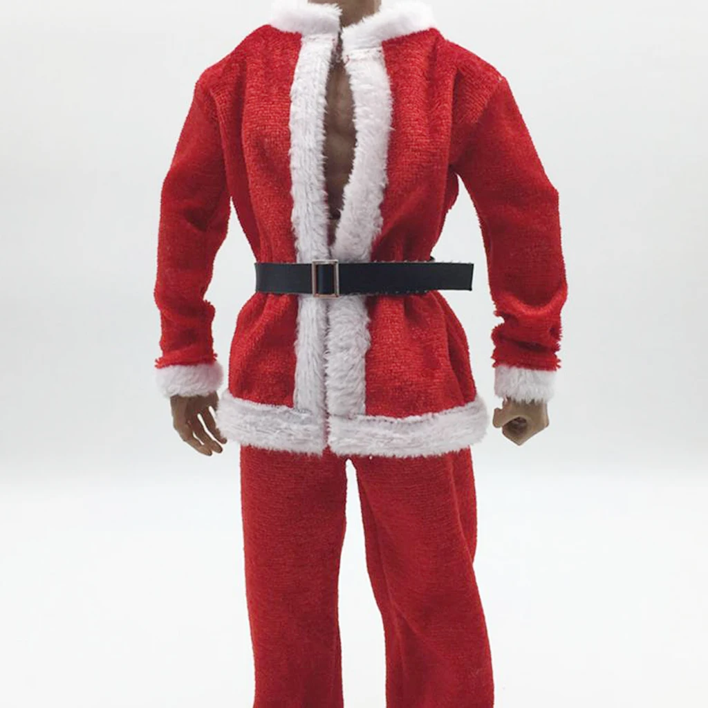 1:6 Scale Christmas Clothes Costume Set &Hat Santa Claus Cap for 12inch Action Figure Doll Toy Accessories