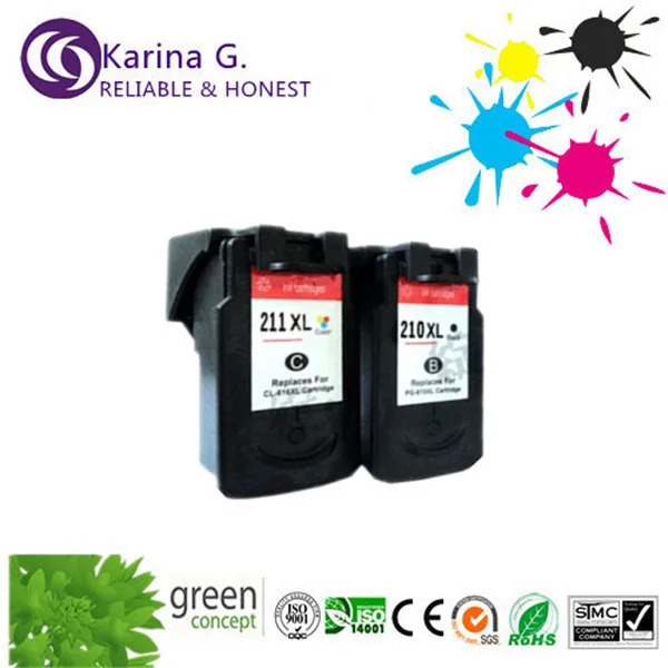Wholeset ink cartridges for canon PG 210XL CL 211XL for Canon MP240 MP250 MP280 MP480 MP490
