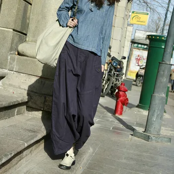 

2017 Women Cross-Pants Culotte Wide Leg Harem Pants Loose Solid Color Spring Autumn Trendy Sweatpants 021610