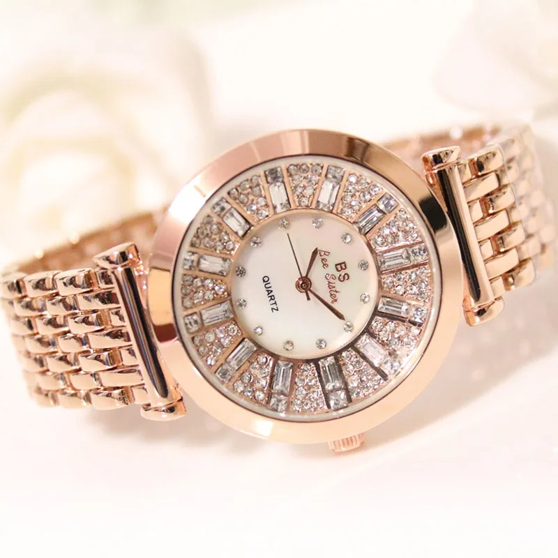 BS bee sister, женские часы с бриллиантами, Роскошные, известный бренд, часы, элегантное платье, кварцевые часы для женщин, Relogio Feminino, reloj mujer