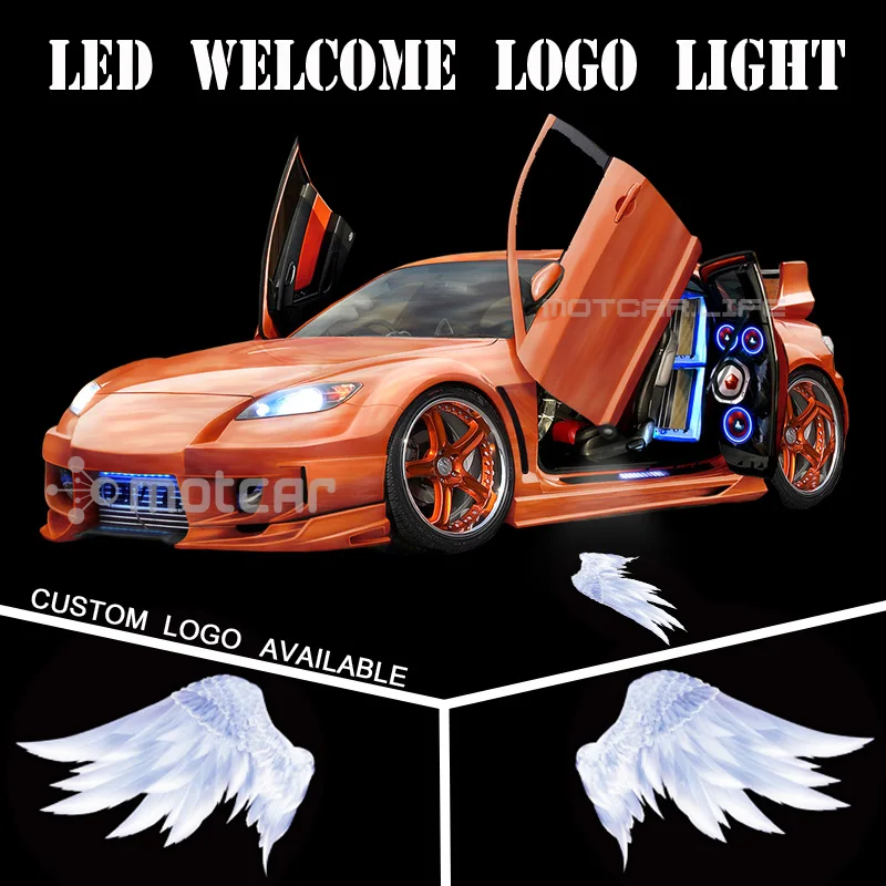

Car Door Welcome Light Logo Light Welcome Ghost Shadow Puddle Emblem Spotlight Projector Laser 3D Angel Wings GOBO Universal Fit