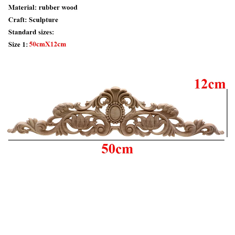VZLX деревянные наклейки с резьбой угловая рама двери мебель резьба по дереву декоративные деревянные фигурки ремесло длинная аппликация украшения - Цвет: 50cmX12cm