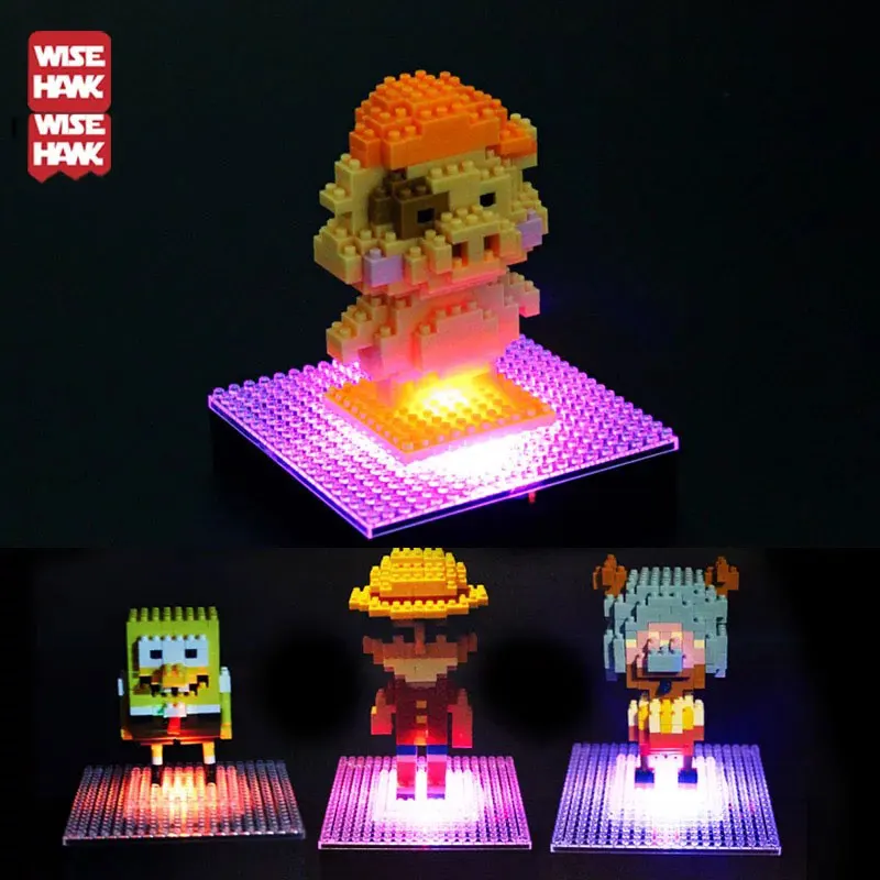 Wisehawk Hot Mini Blocks Lighting Display Base And Case Box For Plastic Diamond Building Bricks Diy Micro Action Figure Showing