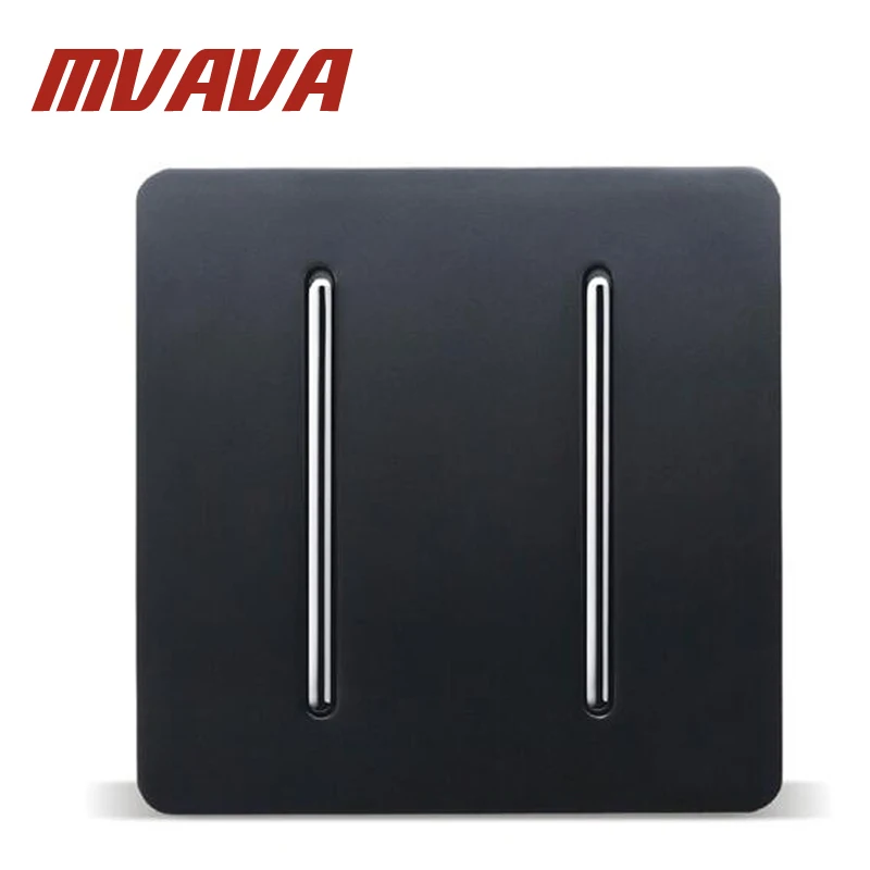 

MVAVA 86*86MM Black PC Panel Home Light Switch 110-250V 2 Gang 1 Way Electric Key Push Button Light Wall Switch Lamp Switch