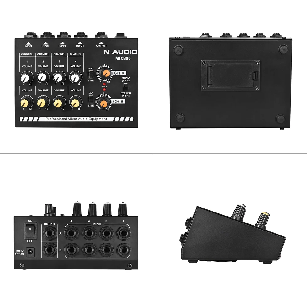 Компактный Размеры 8-Каналы подойдет как для повседневной носки, так/стерео аудио звук линейный микшер с Мощность адаптер