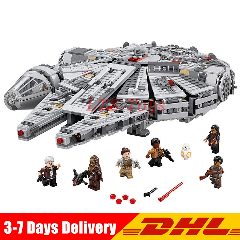 LEPIN 05007 Star Series War Building Blocks Brick 1381pcs Children Toy Awakens Millennium Falcon Model Compatible legoing 75105