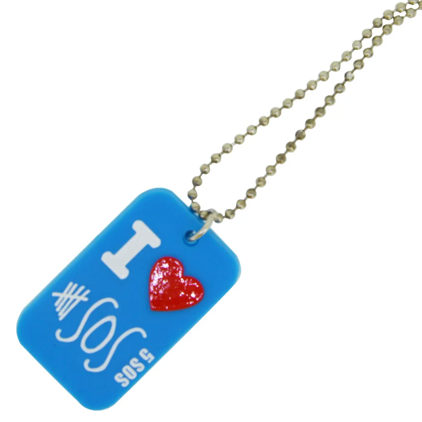 

25pcs/lot 5 Seconds of Summer I Love 5SOS Silicone Dog Tag Pendant Necklace,free Shipping