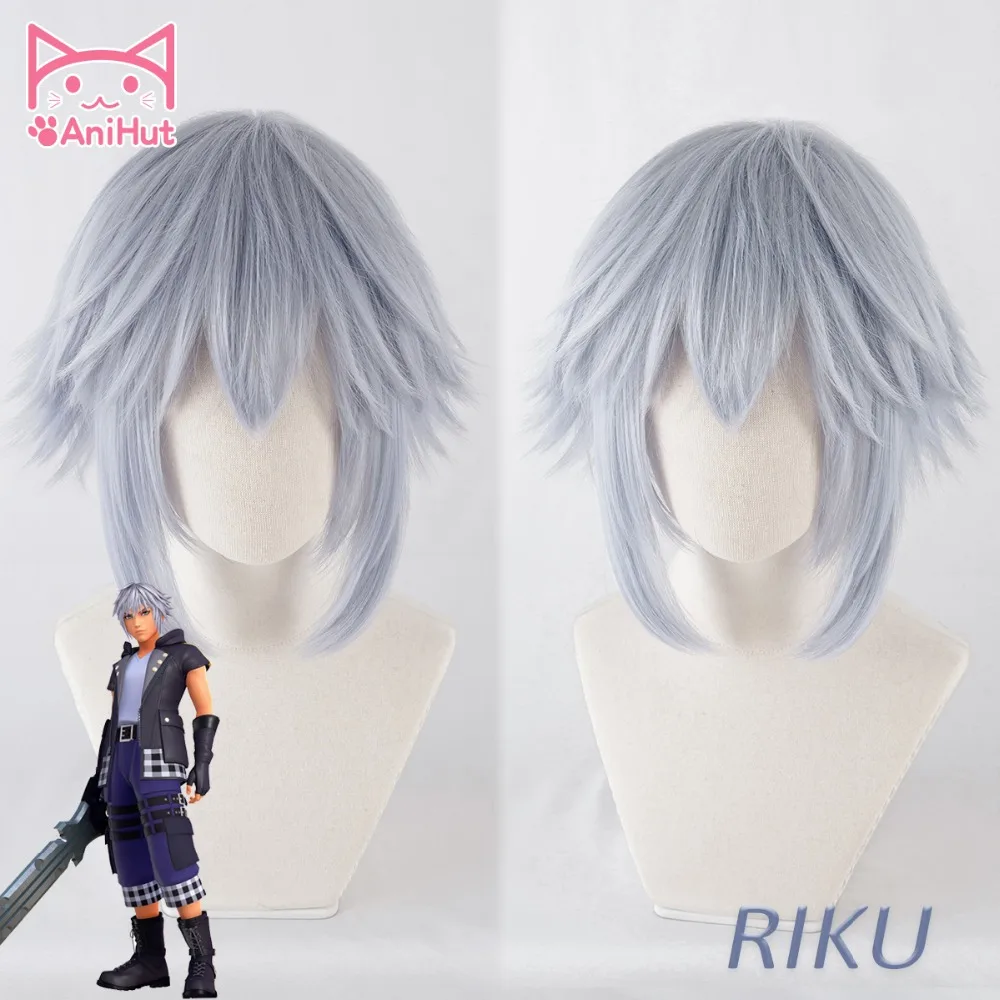 

Anihut Riku Cosplay Wig Game KINGDOM HEARTS 3 Gray Cosplay Wig Heat Resistant Synthetic Cosplay Hair Riku Cosplay