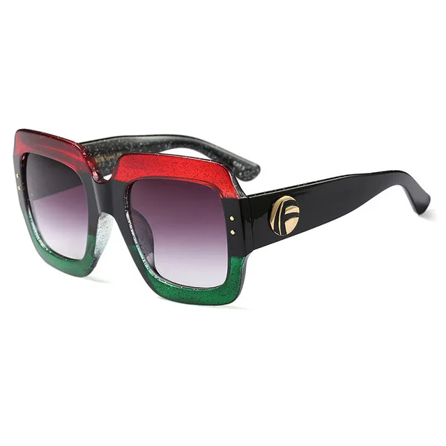 Новые негабаритные Квадратные Солнцезащитные очки женские роскошные брендовые дизайнерские красные зеленые Солнцезащитные очки женские Винтажные Солнцезащитные очки YZ-67 - Цвет линз: 4