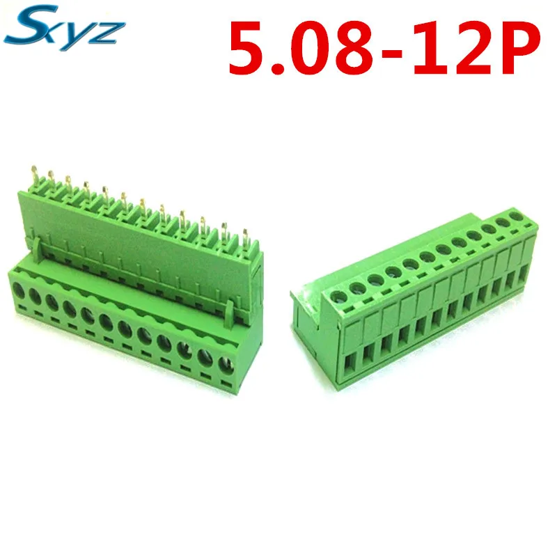10sets 12 Pin 5.08mm Pitch 300V 10A Pluggable Type Straight PCB Universal connectors screw terminal block header and socket |