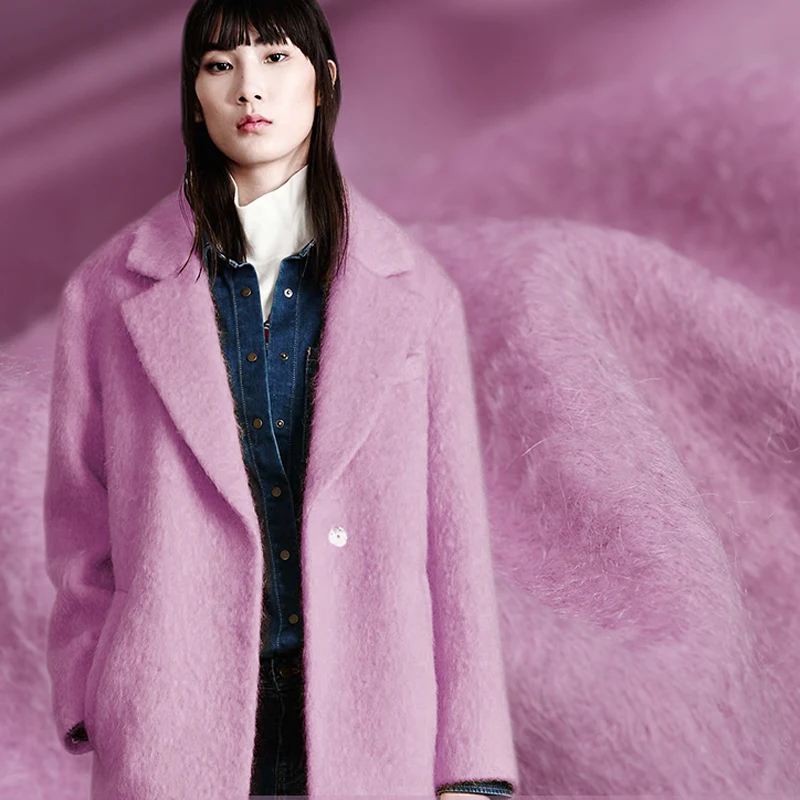 

130CM Wide 480G/M Purple Viscose Wool Fabric for Autumn and Winter Dress Outwear Overcoat Jacket E528