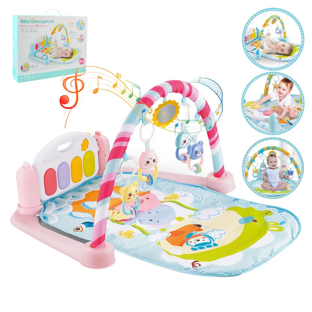 Tapete de Fitness Conjunto de Musculação Brinquedo para Bebês Bebê Jogar Brinquedo Quadro Pedal Piano Música Tapete Gym Kick Play Lay Sentar 0-12months 8 Cheap Academia de bebê