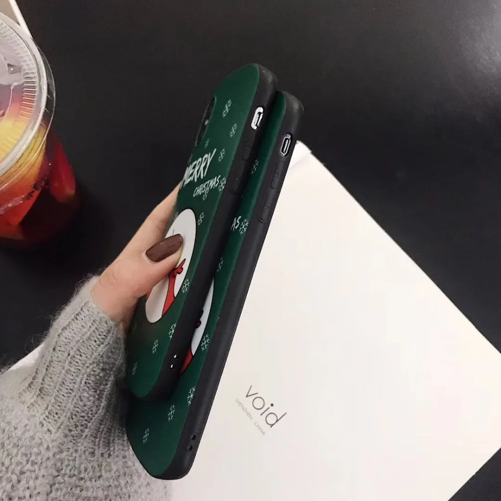 Aoweziic Christmas elk couple models for iPhoneX XR XS max mobile phone case 7 8Plus anti-fall arc shell frosted 6s soft shell