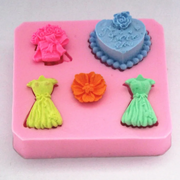 FM191 Double sugar cake soaps mold silicone 3 d food-grade skirt | Дом и сад