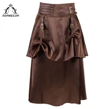 TOPMELON юбка в стиле "Ретро" Женские Плиссированные Миди гладкие юбки готический костюм в стиле стимпанк Твердые вырезы шоу танец представление юбки