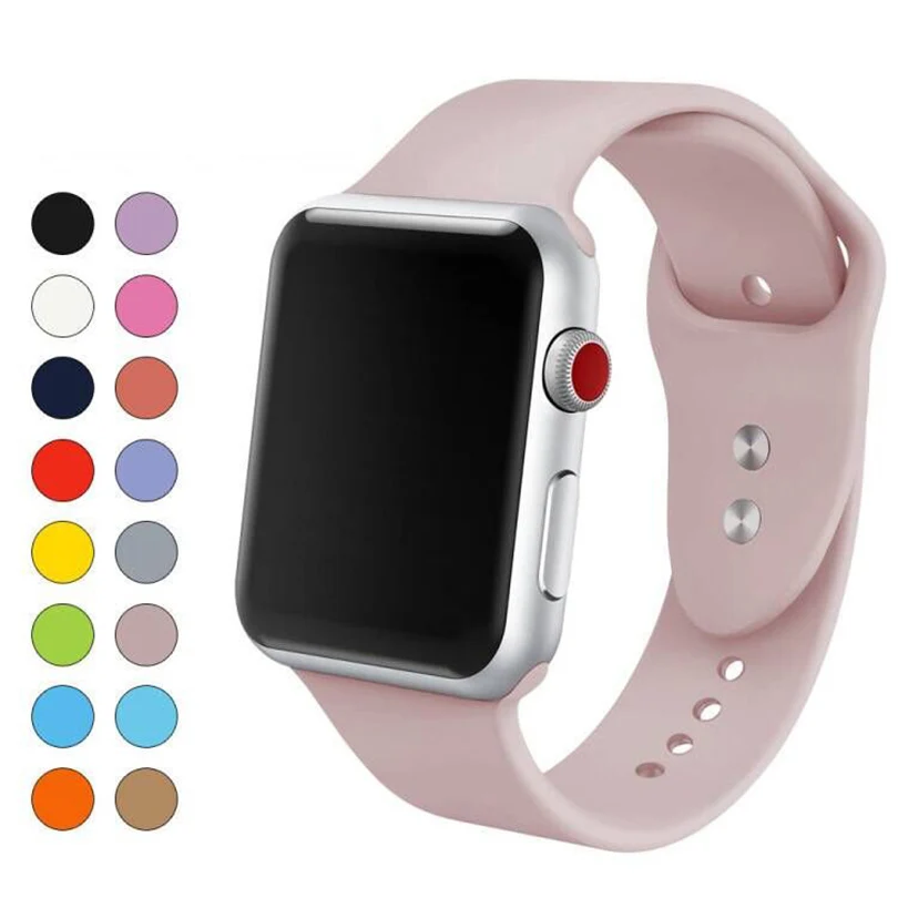 Сменный спортивный ремешок из мягкого силикона для часов Apple Watch 1 2 3 4 38/40 мм 42/44