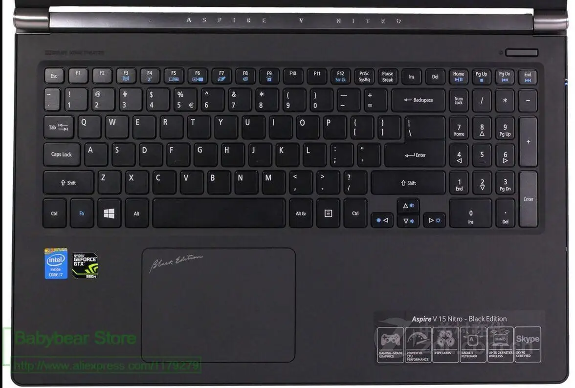 Силиконовый чехол для клавиатуры ноутбука Acer Aspire V15 Nitro Black BE VN7 571G 572G 573G|keyboard cover for