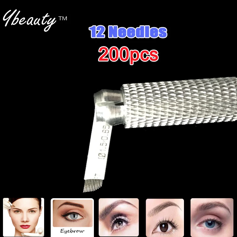 

12 Needles 200pcs Professional Permanent Makeup Blade Eyebrow Tattoo Blade for Manual Tattoo Pen Tattoo Needles Free Shipping