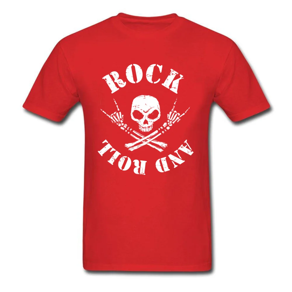 ROCK N ROLL Male 2018 Birthday Tops Tees Round Collar Thanksgiving Day 100% Cotton T Shirts Normal Short Sleeve Tee-Shirts ROCK N ROLL red