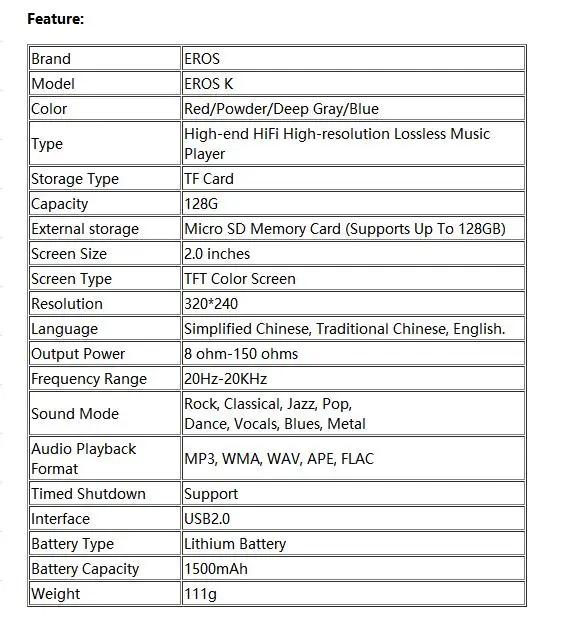 Aigo EROS K Bluetooth 4,0 без потерь Hifi MP3 плеер мини HiBilink DSD DAC AXU аудио музыкальный плеер USB поддержка OTG 128 Гб TF