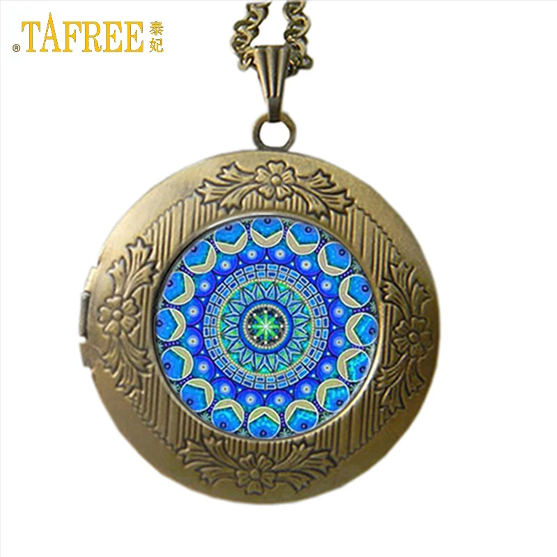 

Vintage Mandala Lockets Necklaces Glass Cabochon Dome Pendants Necklaces collection Antique Mandala Jewelry free shipping WNK05