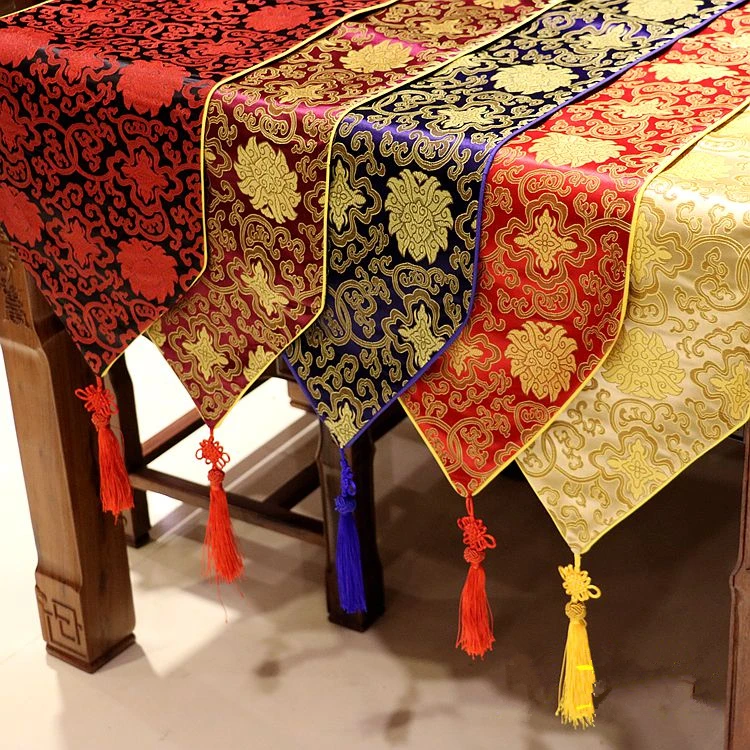 

New Chinese knot Silk Brocade Table Runner Multi size Dining Table Cloth Fashion Simple Coffee Table Protective Mats Bed Runner