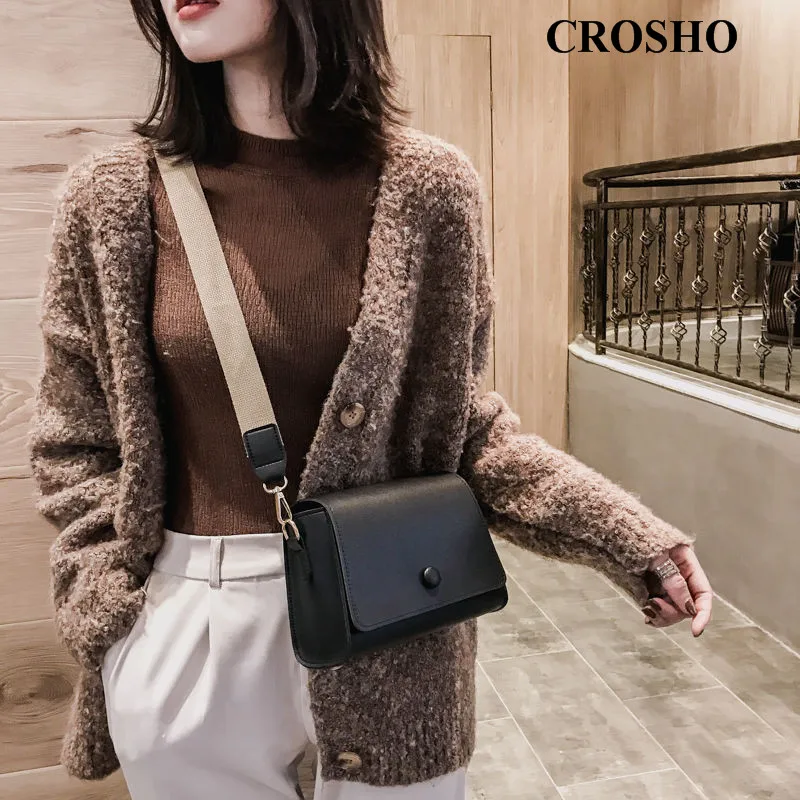 

CROSHO A Simple with A Wide Strap Messenger Bags Panelled